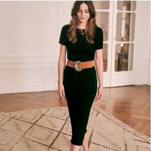 Sézane Gaia cap sleeve knit midi dress S